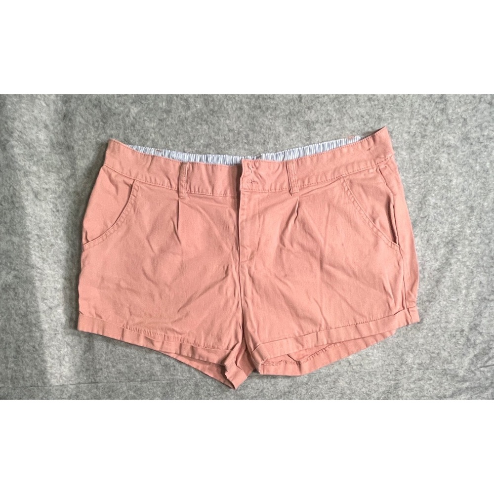 Ambiance Apparel Womens Salmon Pink Chino Shorts Plus Size 1X Stretch Cuffed